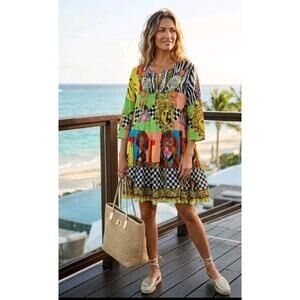 Antica Sartoria 2022 Masquerade Beaded Tassel Resort Vacation Dress One Size...